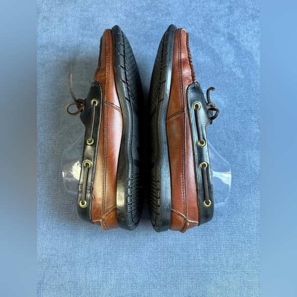 Life Outdoors Slip On Loafer Boat Shoes Men’s SZ 11 Black Brown Leather Preppy
